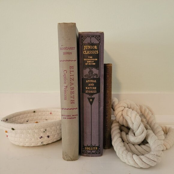 Vintage Purple Gray Book Set Lot Staging Decor Retro Prop Shelf Mantle Centerpie - Picture 2 of 7